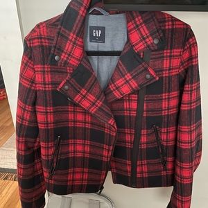 Gap Red Wool Biker Coat